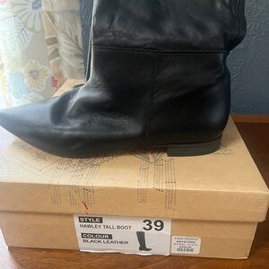NIB Free People Black Leather Hawley Tall Boot Sz 39(8w)